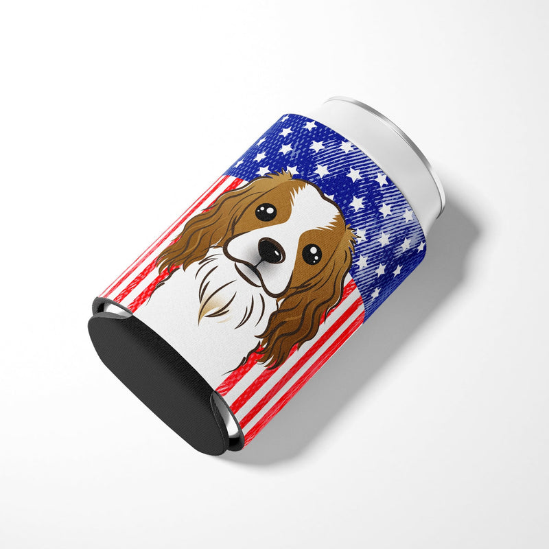 American Flag and Cavalier Spaniel Can or Bottle Hugger BB2154CC