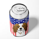American Flag and Cavalier Spaniel Can or Bottle Hugger BB2154CC