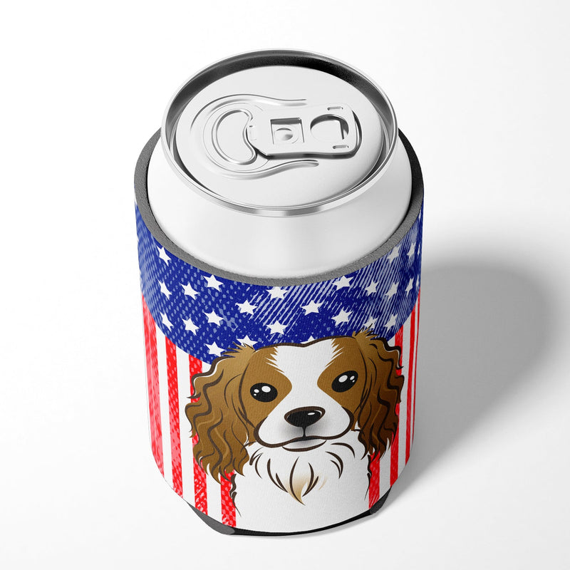 American Flag and Cavalier Spaniel Can or Bottle Hugger BB2154CC