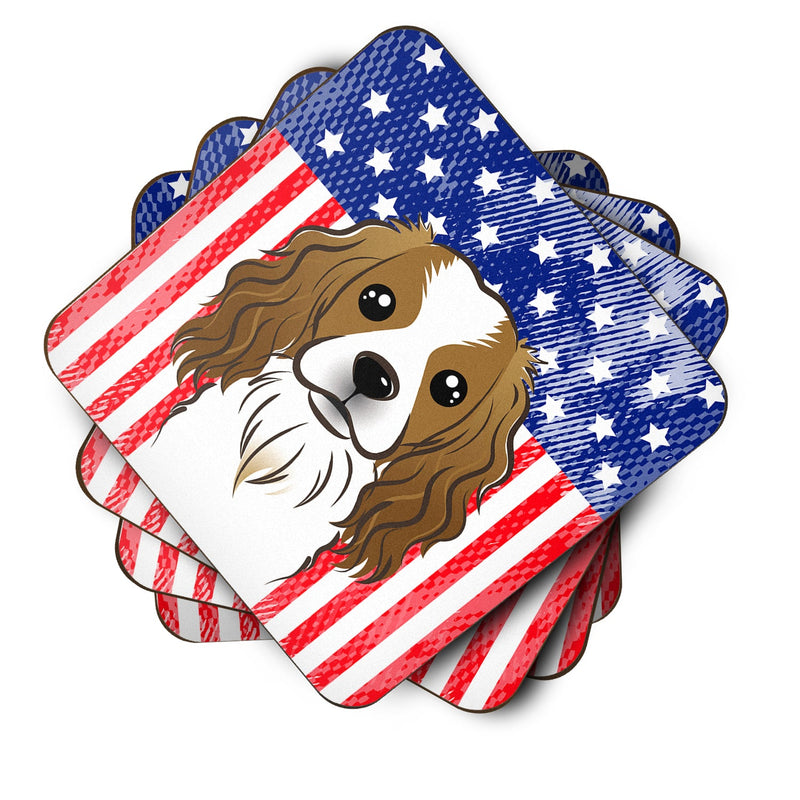 American Flag and Cavalier Spaniel Foam Coaster