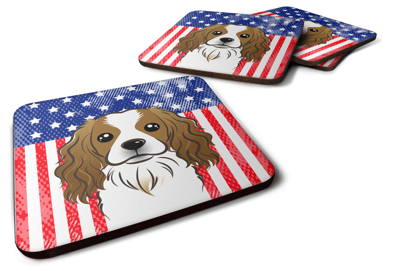 American Flag and Cavalier Spaniel Foam Coaster