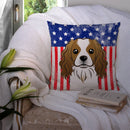 American Flag and Cavalier Spaniel Throw Pillow - 14x14 Decorative Pillow – Art for Your Home & Patio BB2154PW1414