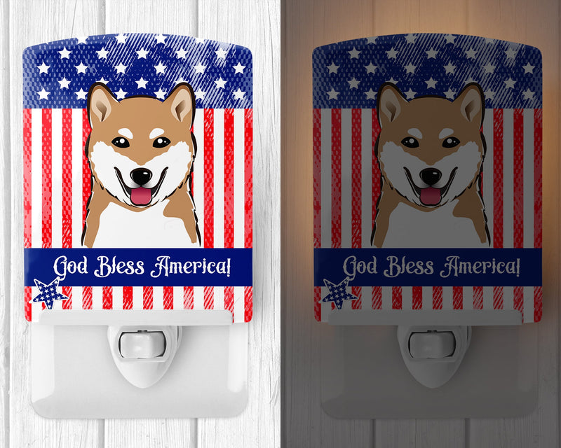American Flag and Shiba Inu Ceramic Night Light BB2155CNL