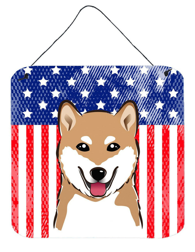 American Flag and Shiba Inu Wall or Door Hanging Prints BB2155DS66