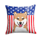 American Flag and Shiba Inu Throw Pillow - 14x14 Decorative Pillow – Art for Your Home & Patio BB2155PW1414