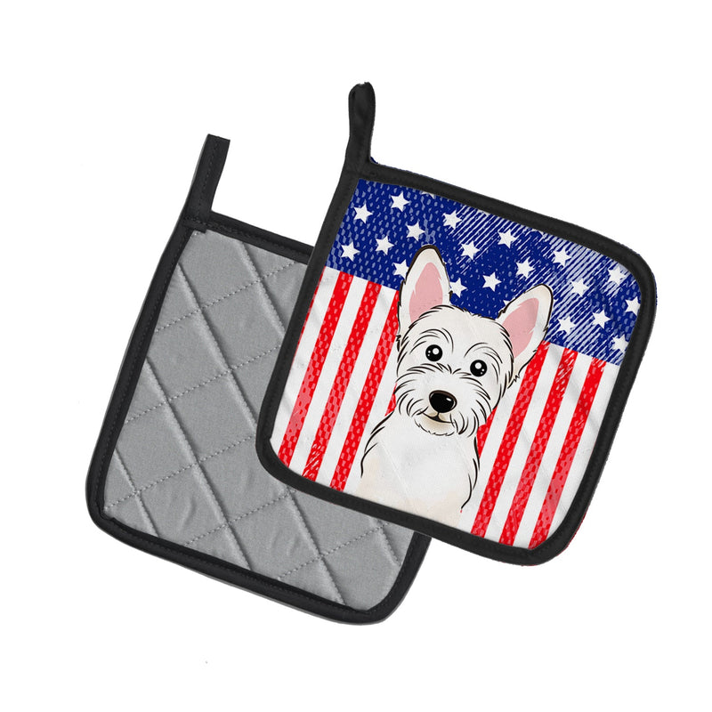 American Flag and Westie Pot Holders - Set of 2 - Heat-Resistant Kitchen Essentials BB2156PTHD