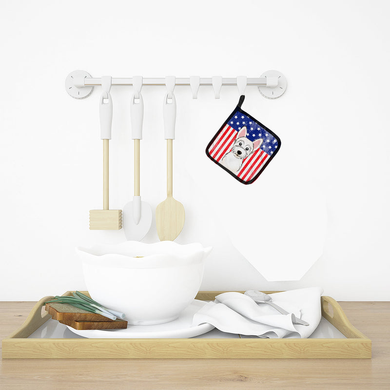 American Flag and Westie Pot Holders - Set of 2 - Heat-Resistant Kitchen Essentials BB2156PTHD