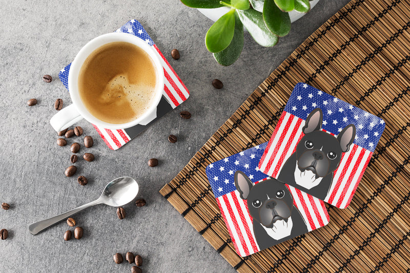 American Flag and French Bulldog Foam Coaster