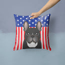 American Flag and French Bulldog Throw Pillow - 14x14 Decorative Pillow – Art for Your Home & Patio BB2157PW1414