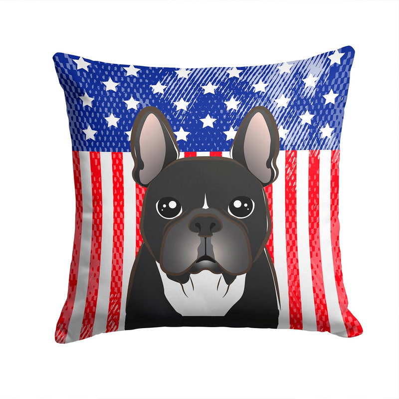 American Flag and French Bulldog Throw Pillow - 14x14 Decorative Pillow – Art for Your Home & Patio BB2157PW1414