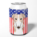 American Flag and Borzoi Can or Bottle Hugger BB2158CC