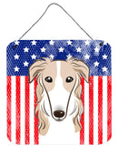 American Flag and Borzoi Wall or Door Hanging Prints BB2158DS66