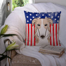American Flag and Borzoi Throw Pillow - 14x14 Decorative Pillow – Art for Your Home & Patio BB2158PW1414
