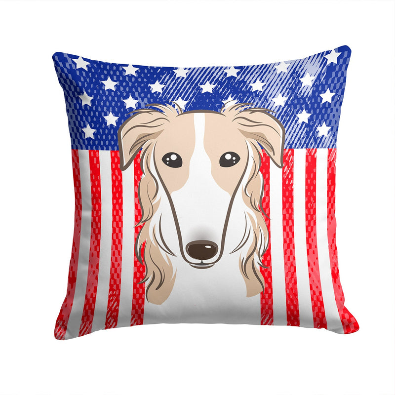 American Flag and Borzoi Throw Pillow - 14x14 Decorative Pillow – Art for Your Home & Patio BB2158PW1414