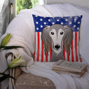 American Flag and Saluki Throw Pillow - 14x14 Decorative Pillow – Art for Your Home & Patio BB2159PW1414