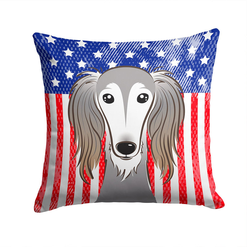 American Flag and Saluki Throw Pillow - 14x14 Decorative Pillow – Art for Your Home & Patio BB2159PW1414