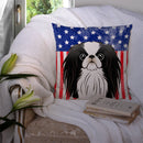 American Flag and Japanese Chin Throw Pillow - 14x14 Decorative Pillow – Art for Your Home & Patio BB2160PW1414