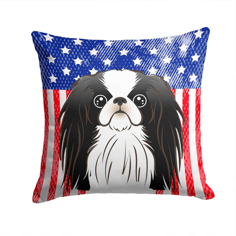 American Flag and Japanese Chin Throw Pillow - 14x14 Decorative Pillow – Art for Your Home & Patio BB2160PW1414