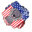 American Flag and Weimaraner Foam Coaster