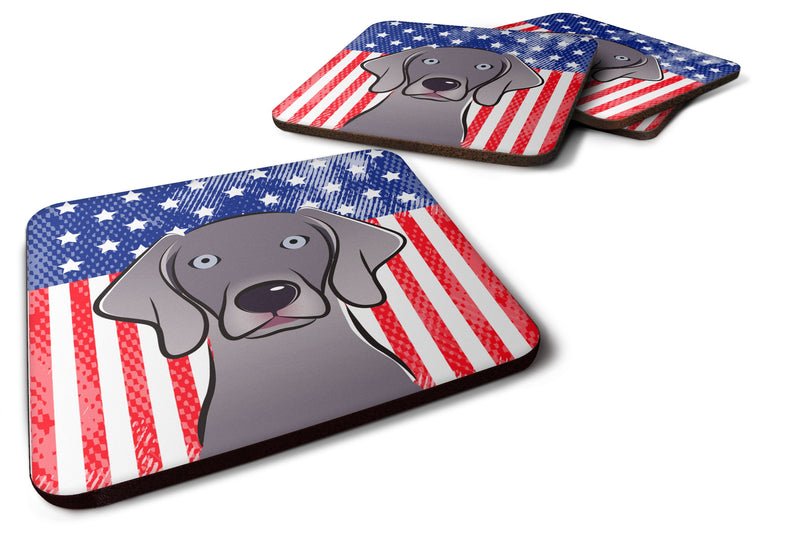 American Flag and Weimaraner Foam Coaster