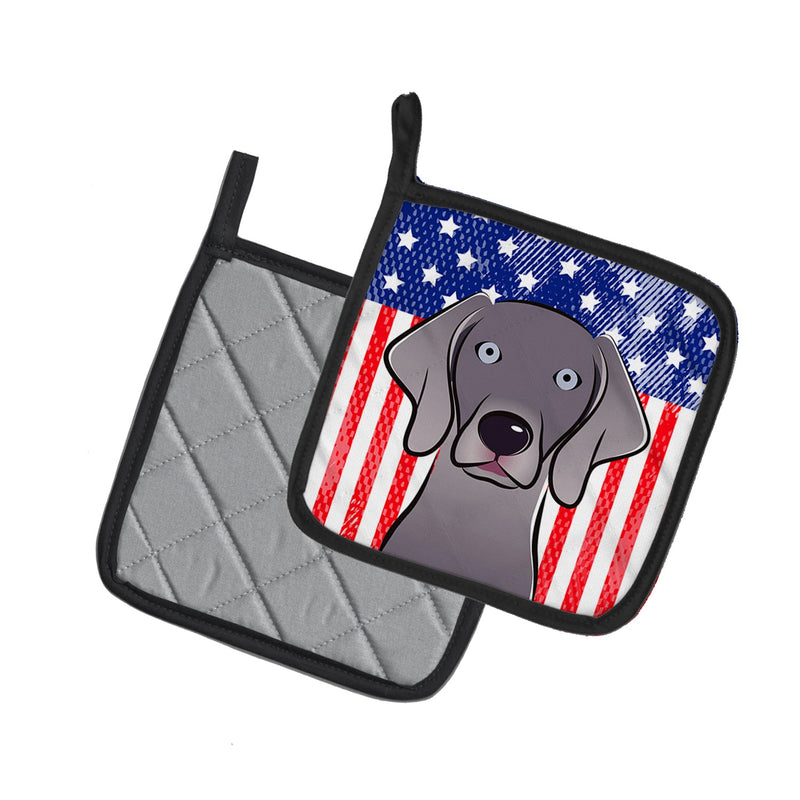 American Flag and Weimaraner Pot Holders - Set of 2 - Heat-Resistant Kitchen Essentials BB2161PTHD