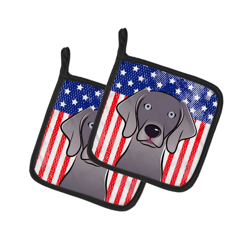 American Flag and Weimaraner Pot Holders - Set of 2 - Heat-Resistant Kitchen Essentials BB2161PTHD