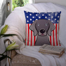 American Flag and Weimaraner Throw Pillow - 14x14 Decorative Pillow – Art for Your Home & Patio BB2161PW1414