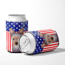 American Flag and Yorkie Puppy Can or Bottle Hugger BB2162CC