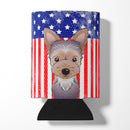 American Flag and Yorkie Puppy Can or Bottle Hugger BB2162CC