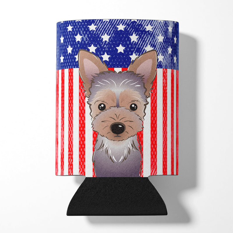 American Flag and Yorkie Puppy Can or Bottle Hugger BB2162CC