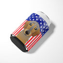 American Flag and Wirehaired Dachshund Can or Bottle Hugger BB2163CC