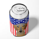 American Flag and Wirehaired Dachshund Can or Bottle Hugger BB2163CC