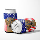 American Flag and Wirehaired Dachshund Can or Bottle Hugger BB2163CC