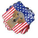 American Flag and Wirehaired Dachshund Foam Coaster