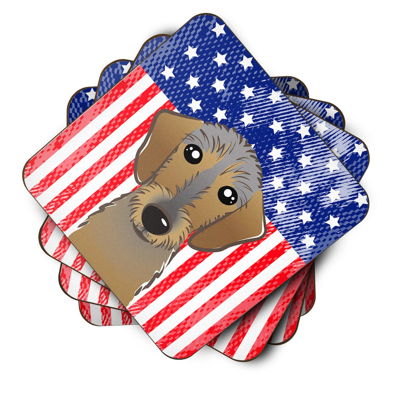 American Flag and Wirehaired Dachshund Foam Coaster
