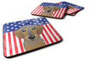 American Flag and Wirehaired Dachshund Foam Coaster