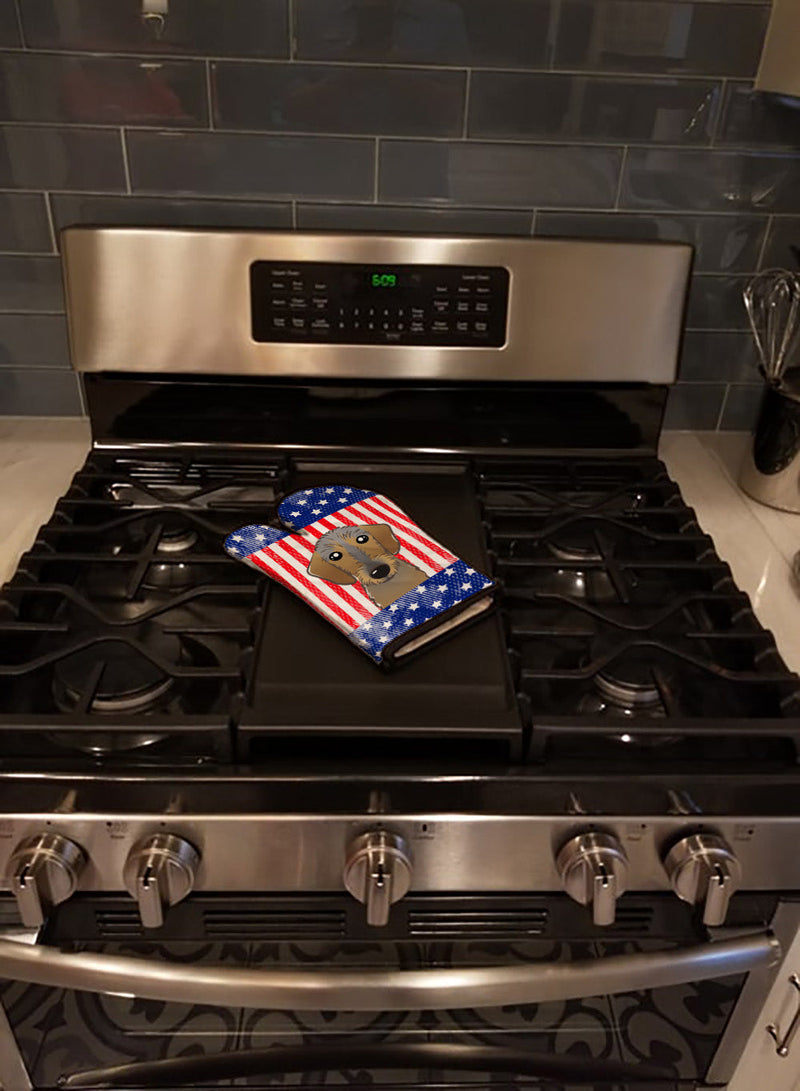 American Flag and Wirehaired Dachshund Oven Mitt BB2163OVMT
