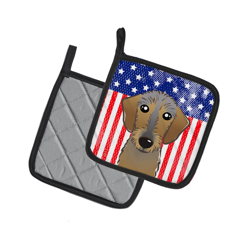 American Flag and Wirehaired Dachshund Pot Holders - Set of 2 - Heat-Resistant Kitchen Essentials BB2163PTHD