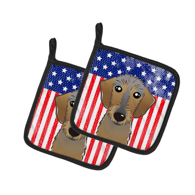 American Flag and Wirehaired Dachshund Pot Holders - Set of 2 - Heat-Resistant Kitchen Essentials BB2163PTHD