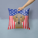 American Flag and Wirehaired Dachshund Throw Pillow - 14x14 Decorative Pillow – Art for Your Home & Patio BB2163PW1414