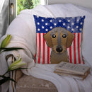 American Flag and Wirehaired Dachshund Throw Pillow - 14x14 Decorative Pillow – Art for Your Home & Patio BB2163PW1414