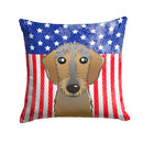 American Flag and Wirehaired Dachshund Throw Pillow - 14x14 Decorative Pillow – Art for Your Home & Patio BB2163PW1414