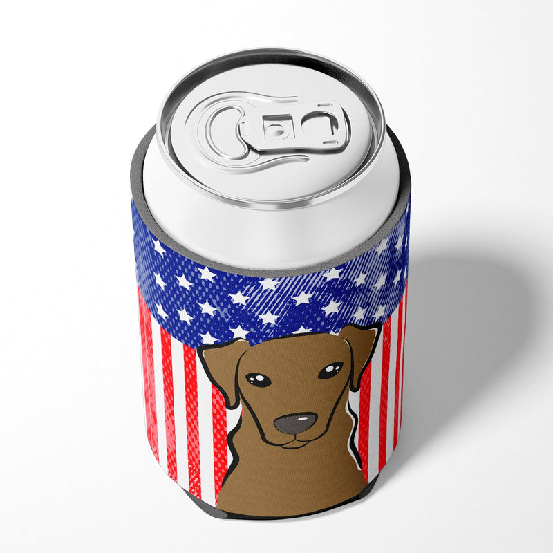 American Flag and Chocolate Labrador Can or Bottle Hugger BB2164CC