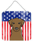 American Flag and Chocolate Labrador Wall or Door Hanging Prints BB2164DS66