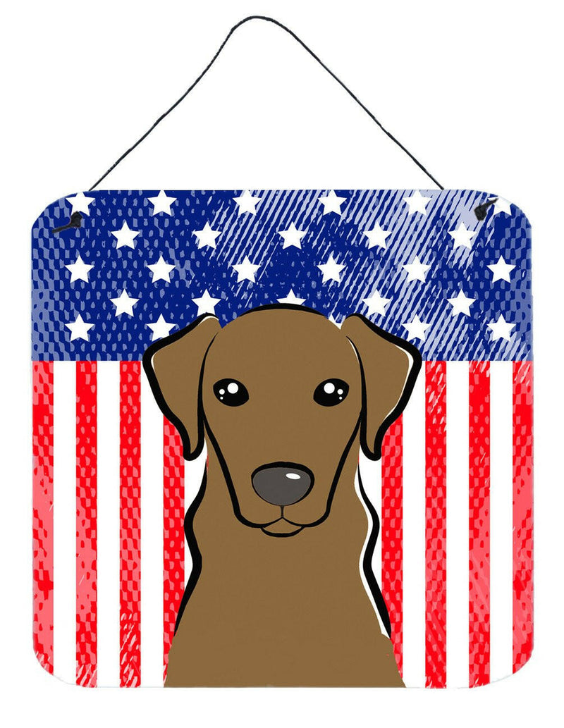 American Flag and Chocolate Labrador Wall or Door Hanging Prints BB2164DS66