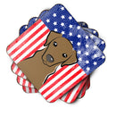 American Flag and Chocolate Labrador Foam Coaster