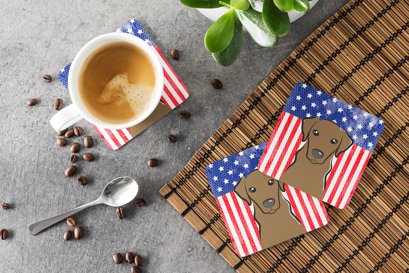 American Flag and Chocolate Labrador Foam Coaster