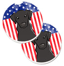 American Flag and Black Labrador Car Coasters – Set of 2 - Absorbent Stone with Fun & Functional Artwork BB2165CARC