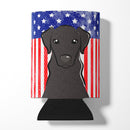 American Flag and Black Labrador Can or Bottle Hugger BB2165CC