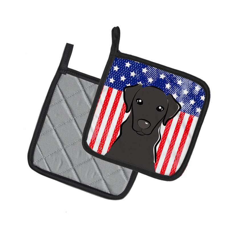 American Flag and Black Labrador Pot Holders - Set of 2 - Heat-Resistant Kitchen Essentials BB2165PTHD